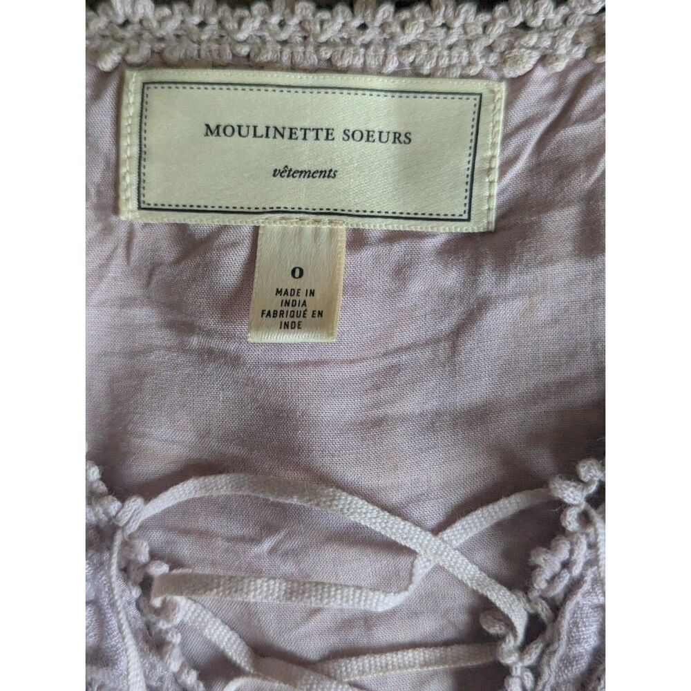 Anthropologie Moulinette Soeurs 0 Pink Lace Up Pleated Midi Dress - Picture 5 of 9